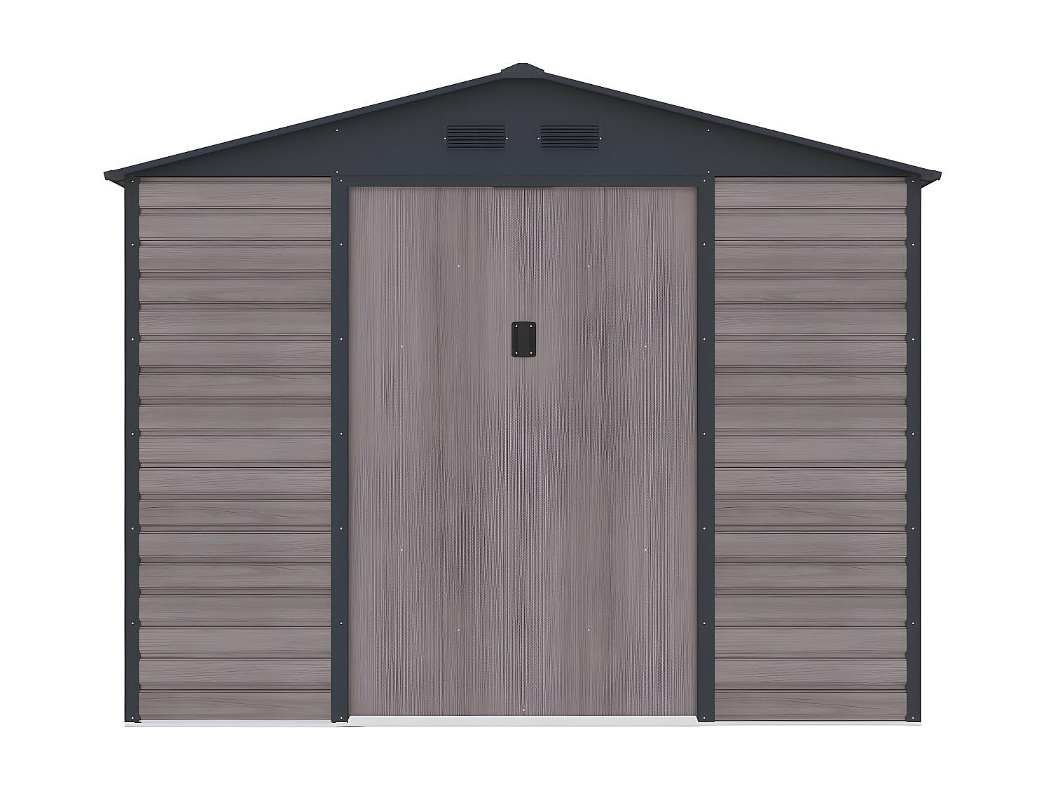 Vente-Unique-Caseta de jardín de Acero galvanizado Efecto Madera ADELMO - Gris - 8,94m²