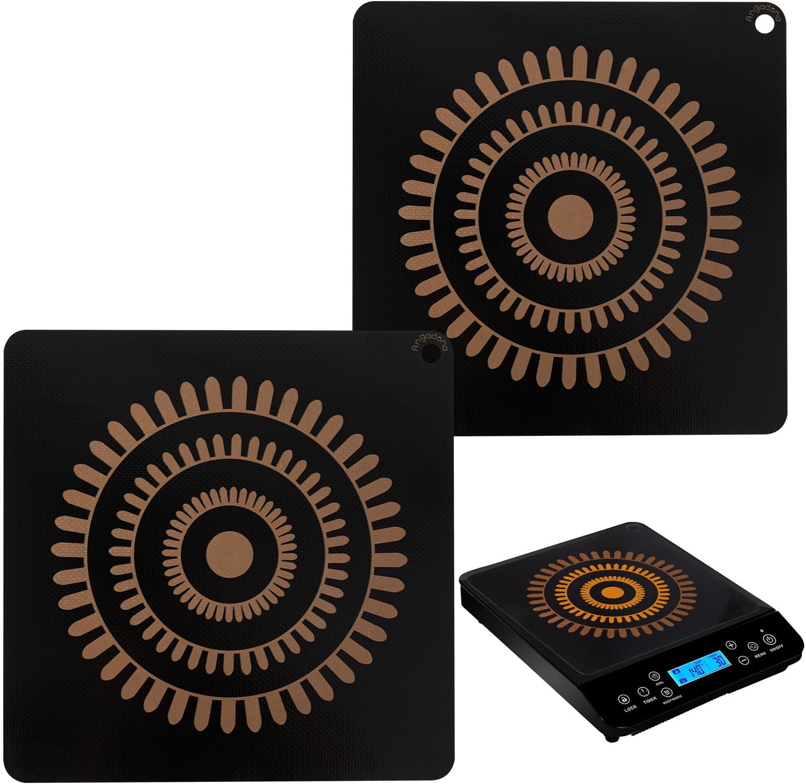 Square Thermochromic Silicone Induction Cooktop Protect Mat, Silicone mat for Induction Cooktop,Induction Cooktop Protective Cover (11.4 inches)
