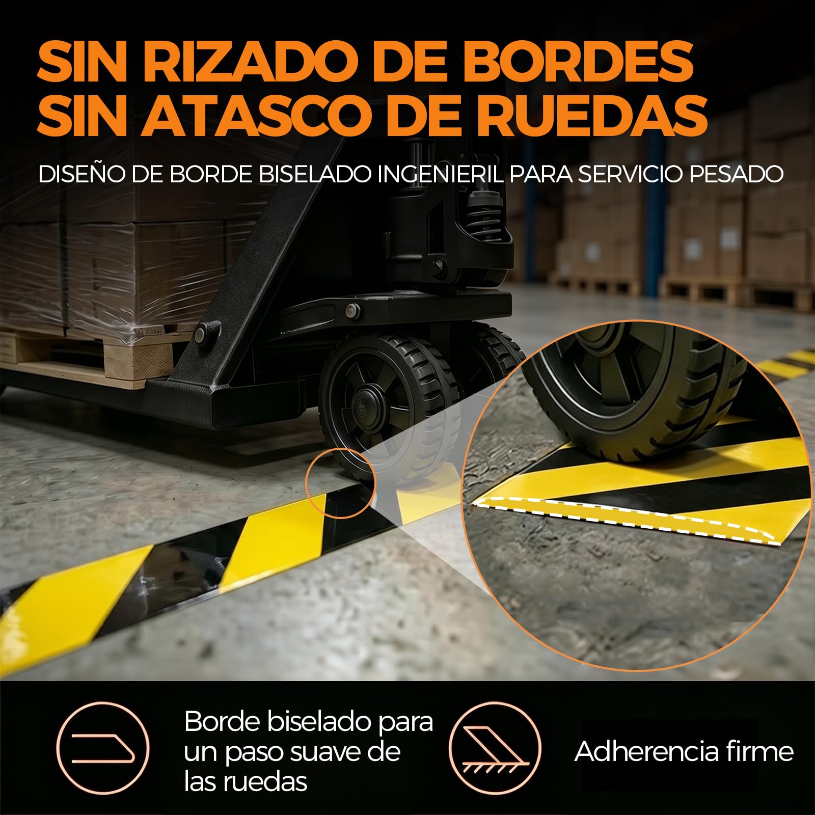 Cinta de Marcaje de Suelo, 50 mm x 30 m, Negro Amarillo | 1,1 mm De Grosor, Reforzada y Resistente al Desgaste, Fuerte Adhesión, Para Almacén e Industria
