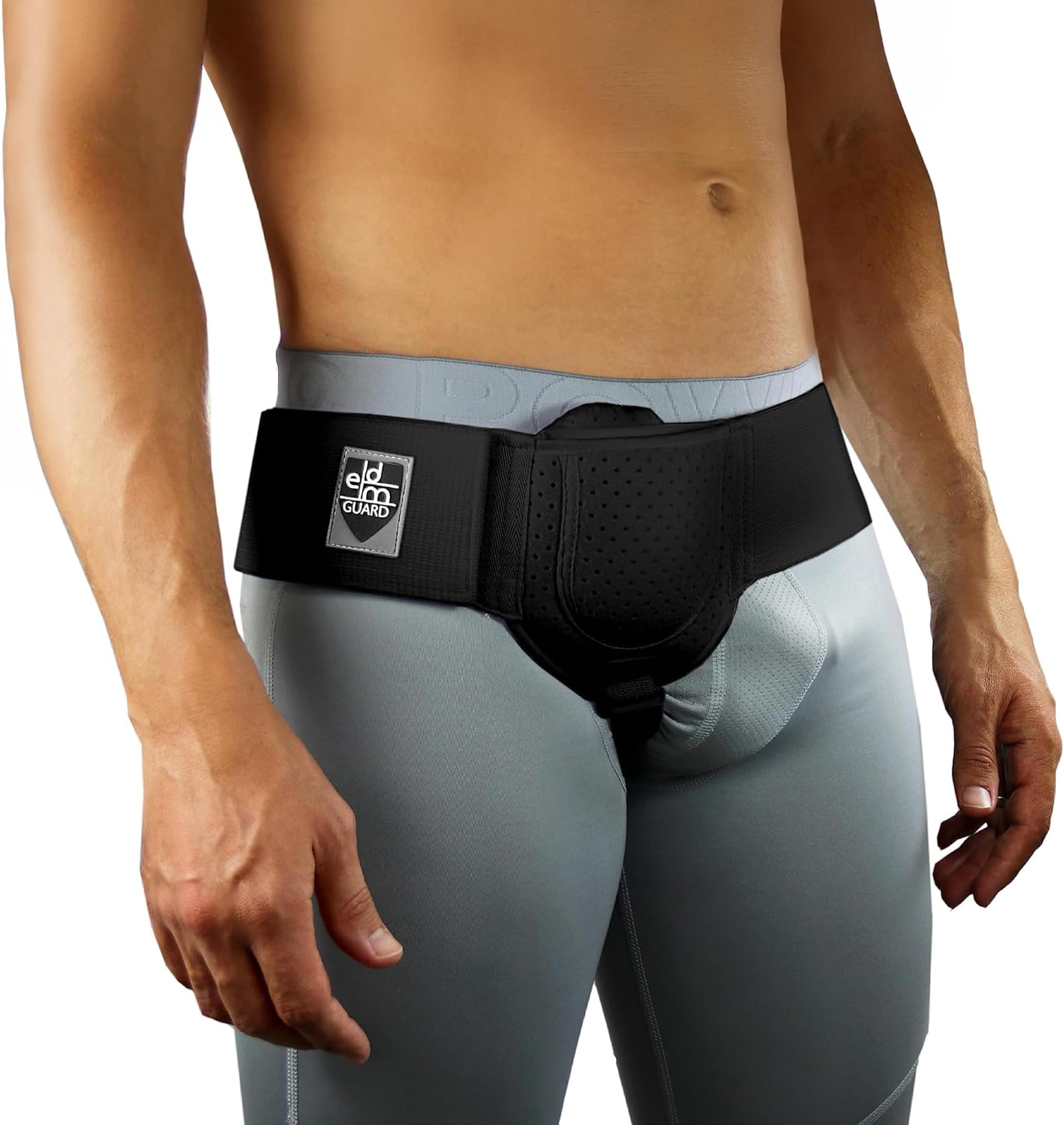 Hernia Guard - Inguinal Hernia Belt for Men, Post Surgery Men's Inguinal Hernia Support Truss for Inguinal, Groin Hernias Adjustable Waist Strap - Black, Large/XLarge