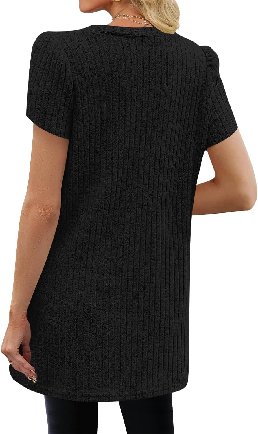 Naggoo Summer Womens Tunic Tops for Leggings with Pockets Loose Fit Short Sleeve Casual Long T Shirts - Image 2