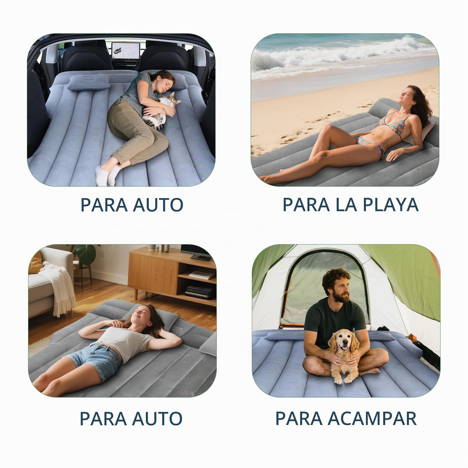 Colchón Inflable para Coche SUV para Camping Maletero Asiento Trasero Negro