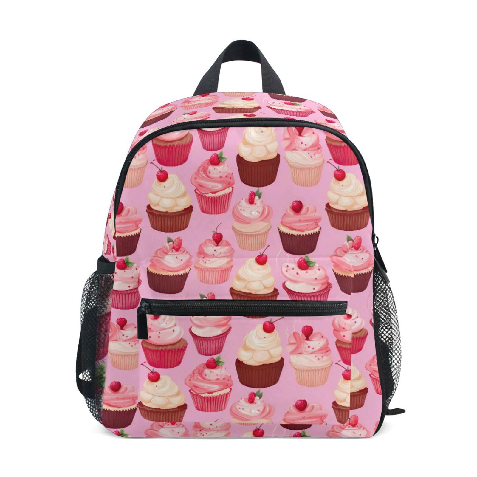 Backpack for Toddler Boys Girls Pink Cupcake Pattern Lightweight Mini Shoulder Bag Casual Daypack Rucksack for Kindergarten Preschool Nursery Outdoor