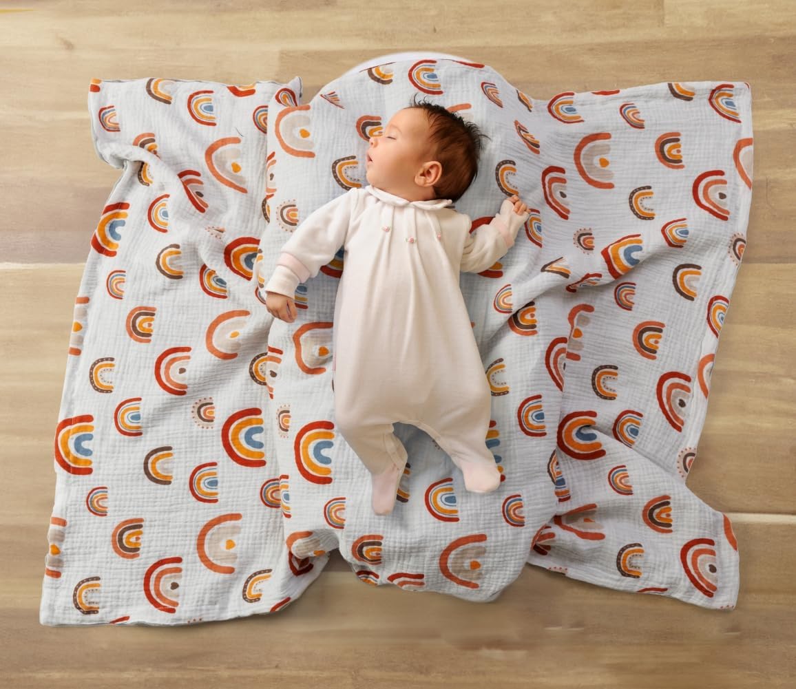3 Pack Soft Boho Baby Gender Neutral Blankets for Newborn Baby Girls or Boys Unisex Nursery Toddler Baby Throw Blanket Double Layer Blankets with Dotted Backing Sun Rainbow Printed (Boho) - Image 2