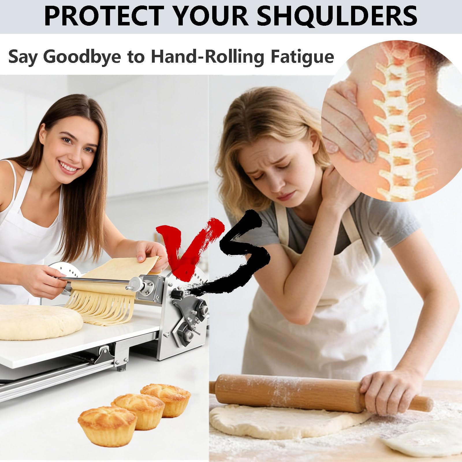 Sfogliatrice Pieghevole, Macchina per Pasticceria Professionale con Regolazione dello Spessore,Design Pieghevole per Una Facile Conservazione, Ideale per Croissant