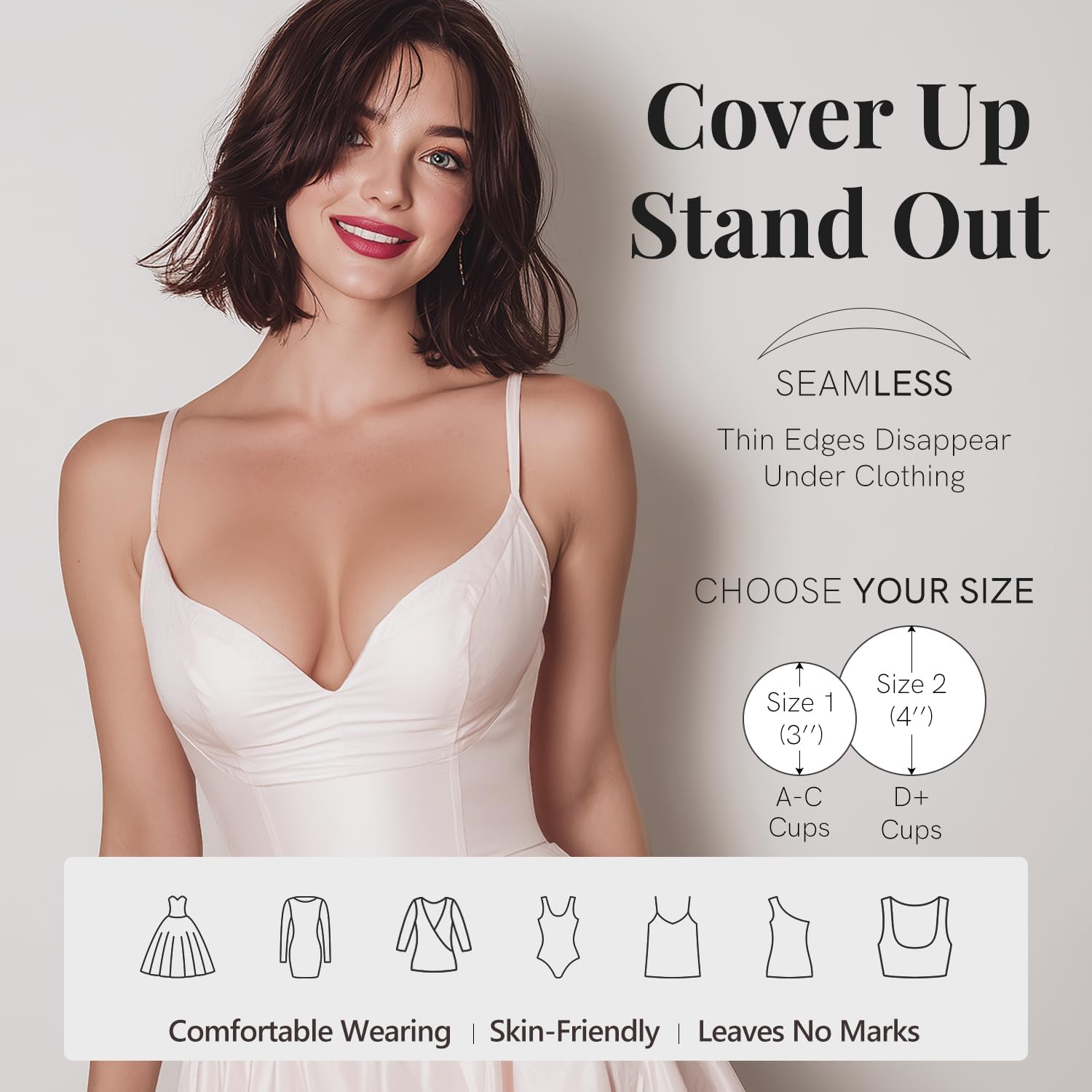 Nipple Covers for Women–2 Pairs Reusable Silicone Pasties, Adhesive&Waterproof, No Show Design with Travel Box - Image 3