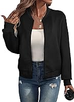 EVALESS Women's Bomber Jacket: Lightweight Zip-Up Stand Collar Coat with Pockets, Casual Fall Fashion Outfits