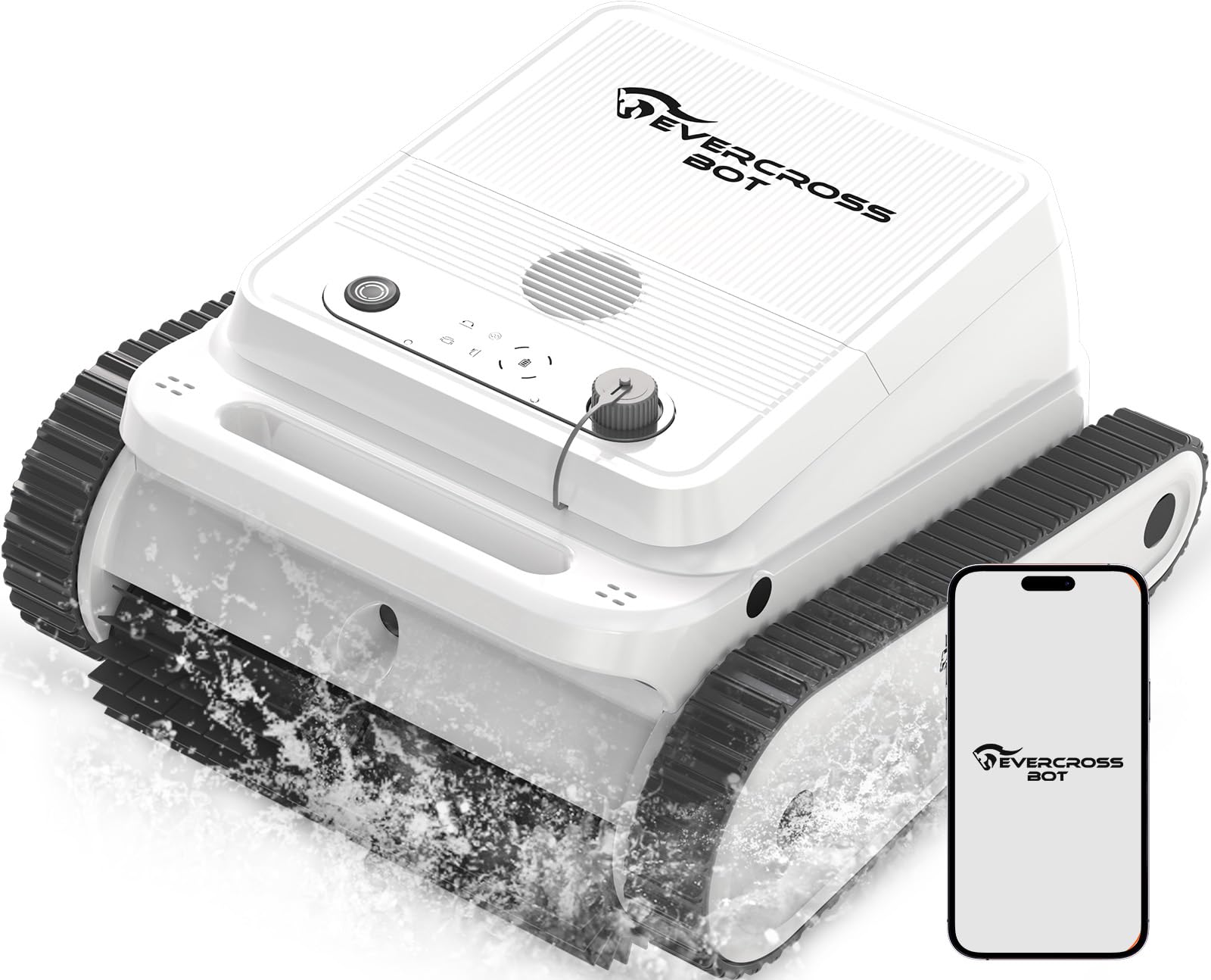 (Nuovo 2026) EVERCROSS BOT Robot Pool Cleaner Automatic with App, Cordless Pool Robot, Floor and Wall Cleaning, 120 Min, Automatic Return, 200 m²