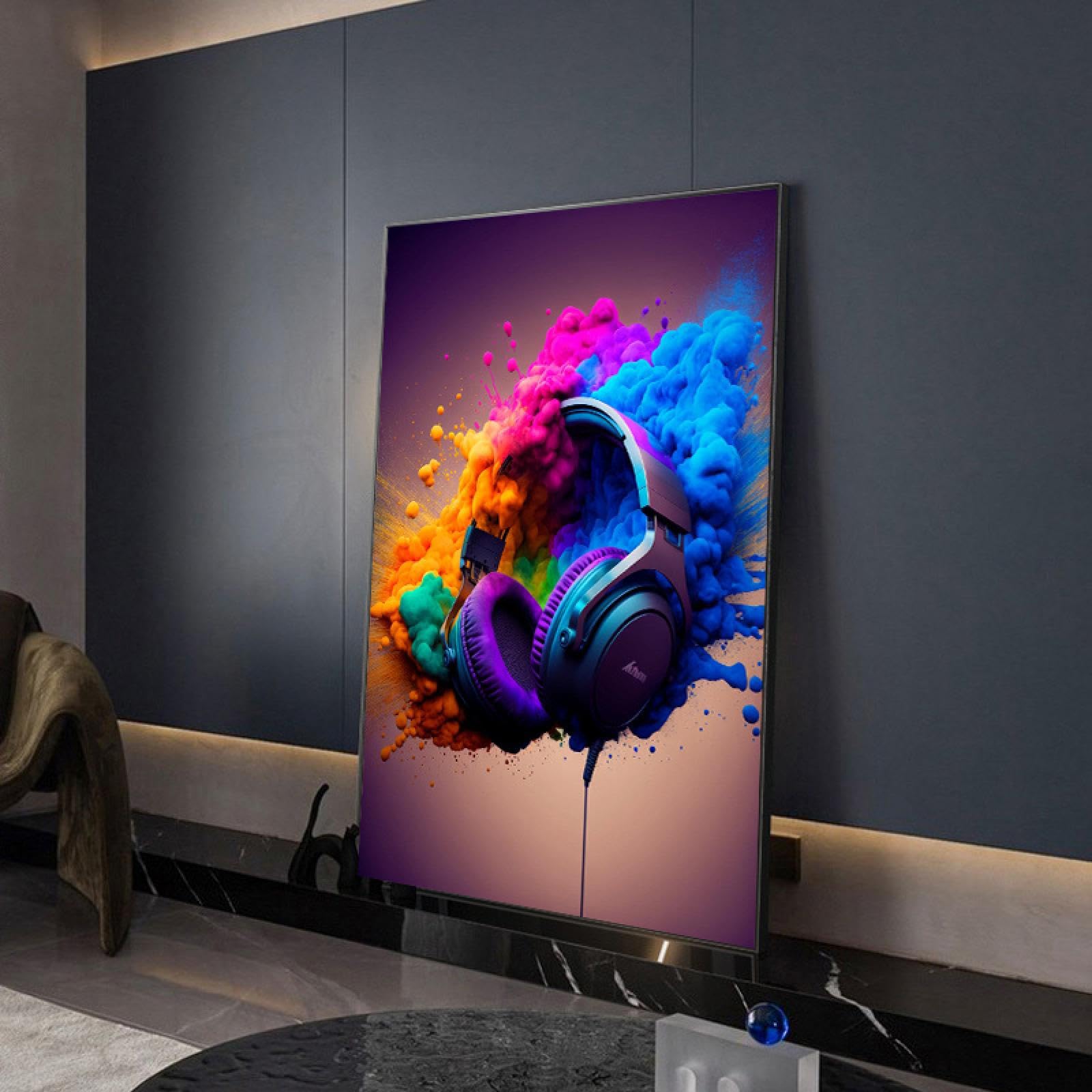 KEBIA Coloré Gamer Controller Gaming Singe Pop Art Toile Affiches et Impressions Cool Gaming Wall Art Peinture E-sports Room Decor 80x110 Sans Cadre