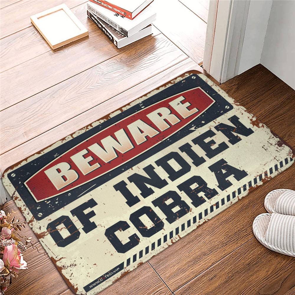 Jesienny dywanik pod drzwi, 'Beware of India' kobra, wycieraczka zabawna na zewnątrz dekoracje plażowe do domu (65 x 90 cm)