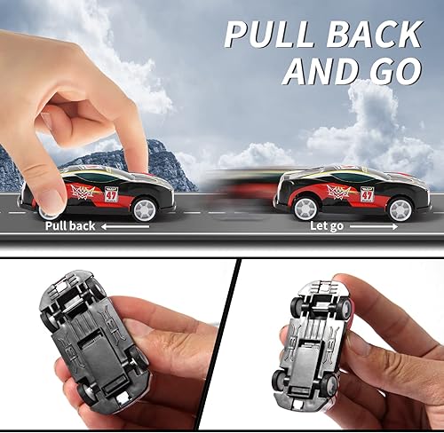 Miniatura 4 de Benzem Paquete de 28 autos de tracción para niños mini vehículos de juguete a granel para fiestas de carreras juguetes de bolsas de regalo rellenos