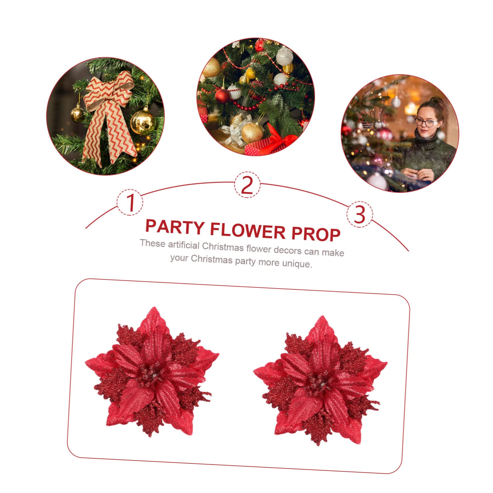 TOPBATHY 24stücke Künstliche Weihnachtsblumen Dekoration Für Weihnachtsbaum Festliche Anlässe Und Partys Rote Simulation Poinsettia Blumen Für Stilvolle Weihnachtsgestaltung