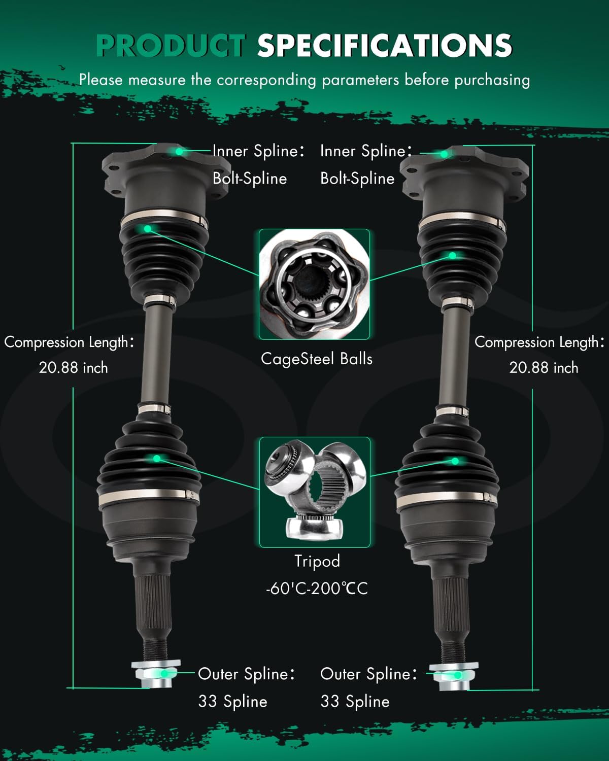 SCITOO Complete Front CV Axle Half Shaft For 60-1009 NCV10142 For Chevrolet Avalanche 1500 02-06,For Chevrolet Blazer 92-94,For Chevrolet 88-99,For Chevrolet Suburban 92-99