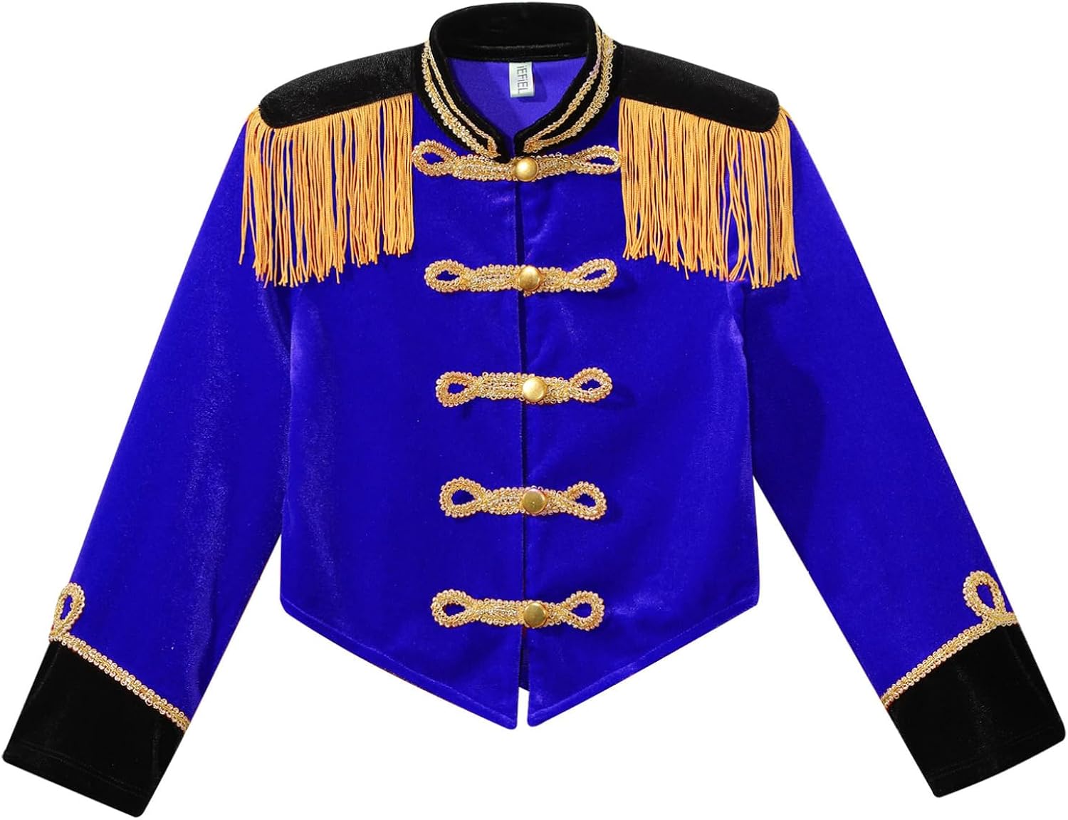 Kids Girls Fringe Velvet Tassels Circus Ringmaster Jacket Coat Cosplay Costume Carnival Party Marching Band Uniform Blue 4 Years
