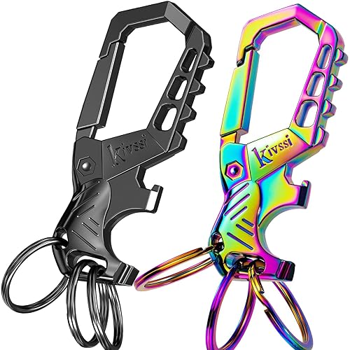Kivssi Heavy duty metal keychains, Carabiner clip Car key chains,Fashion