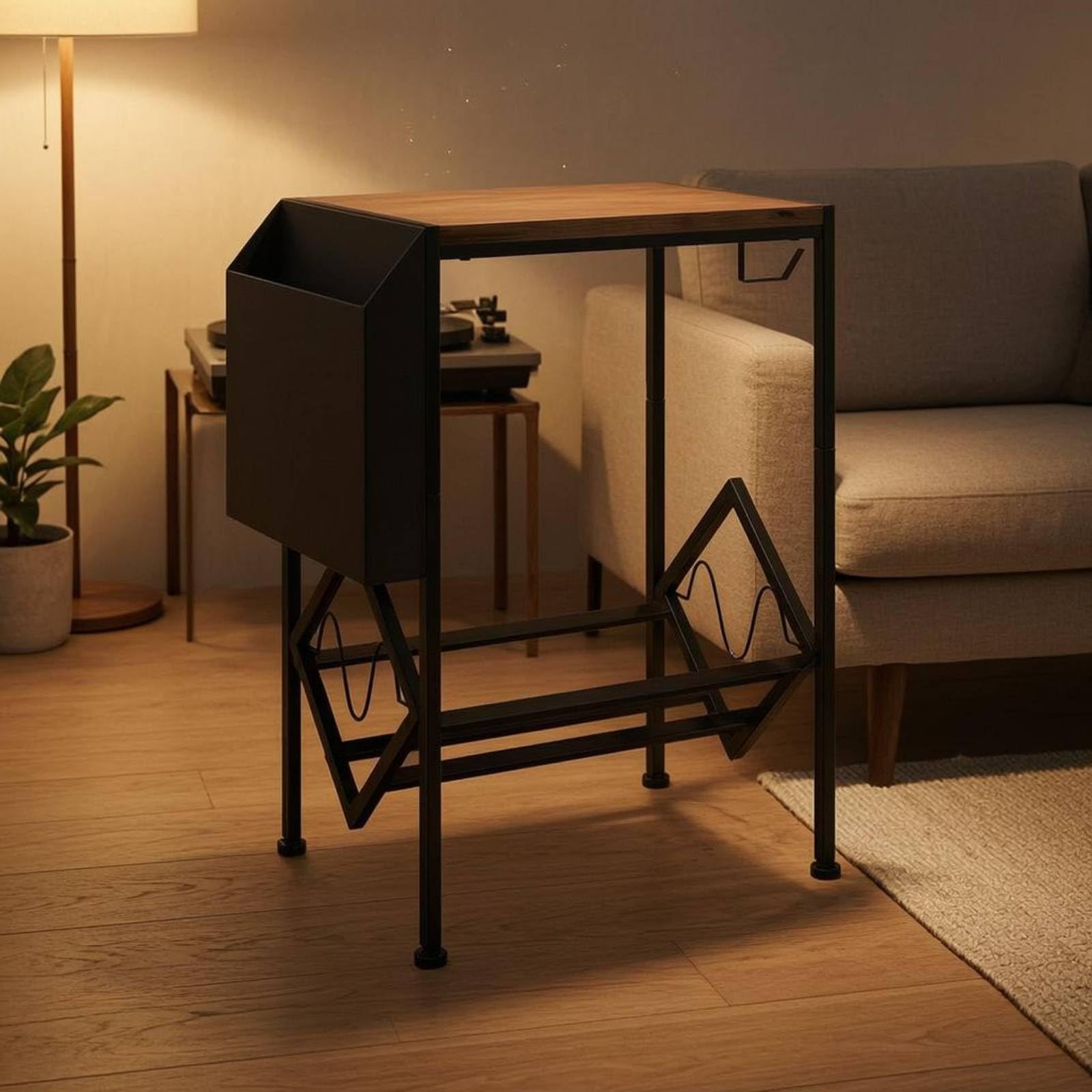 Porta Vinili Salvaspazio Porta Vinili Vintage Multiuso Libreria Piccola in Metallo per Studio, Tavolo Per Dischi In Vinile - Grande