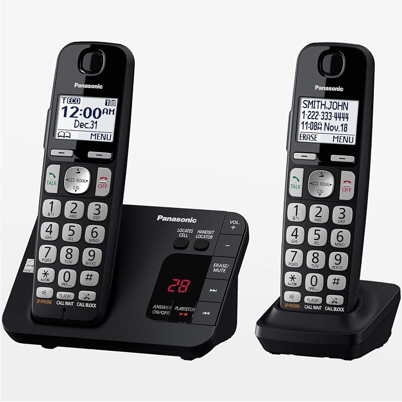 Panasonic DECT 6.0 Sistema de teléfono inalámbrico expandible con contestador automático y bloqueo de llamadas - 2 teléfonos - KX-TGE432B (negro)