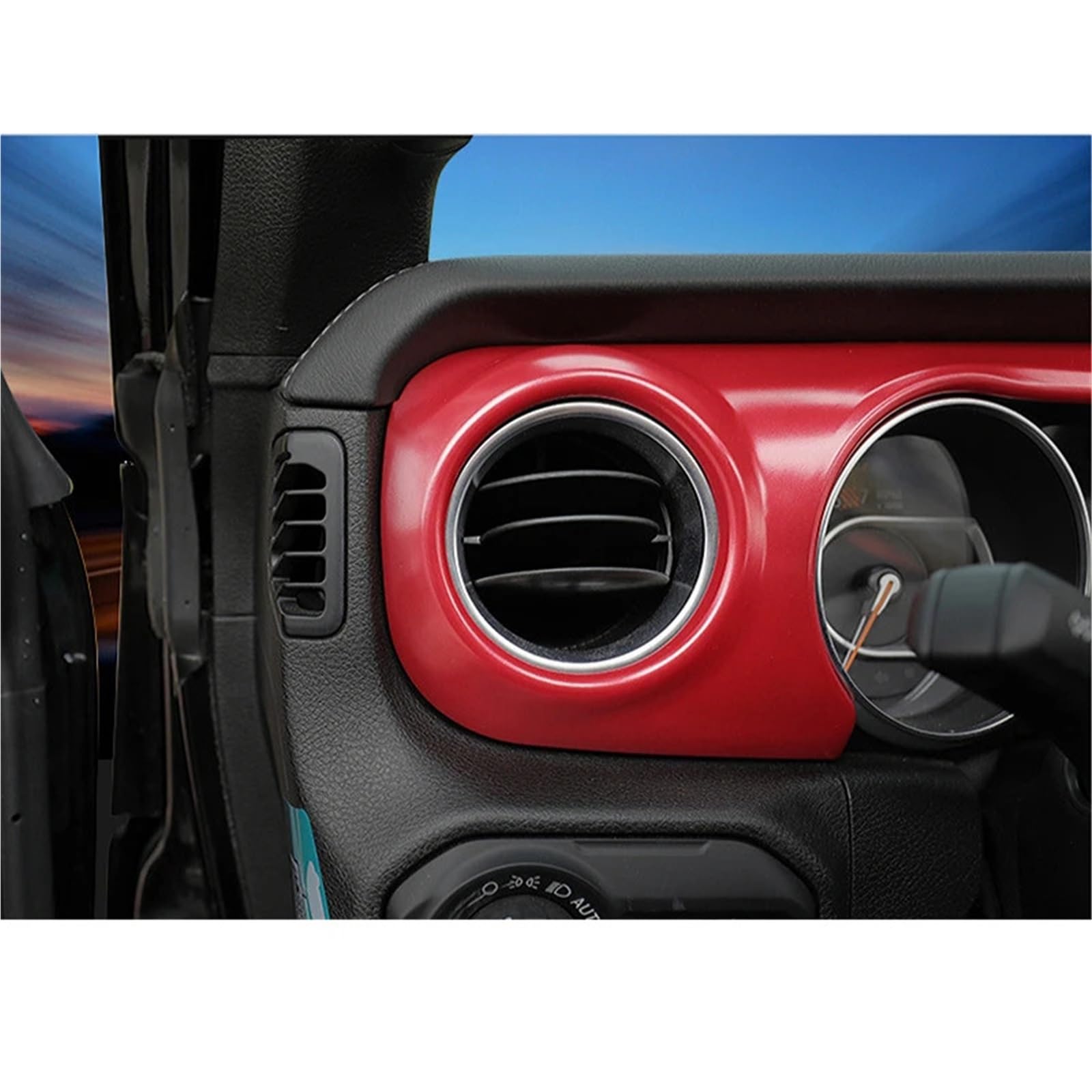 Folia na panel‌ Okleina skrzynia biegów‌ Osłona panelu sterowania deski rozdzielczej samochodu Rama wewnętrzna Listwy dekoracyjne pasujące do Jeep Wrangler JL 2018-2021(Matte Red)