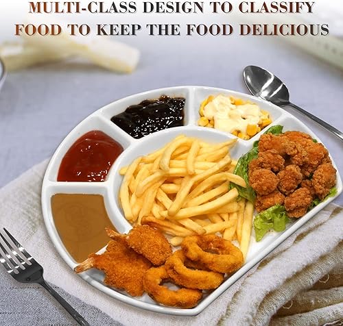 Miniatura 6 de Cinf Compartimento dividido Plato de cerámica Platos de salsa Platos para servir Platillos Tazón Cuenco en forma de cuadrante Cena Ensalada Bandeja