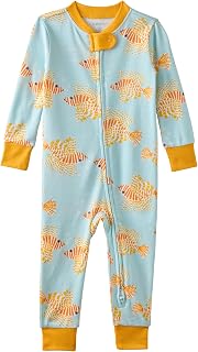 Butterblu Shawn Snug-fit Footless Pajamas 100% Organic Cotton Zip Front PJs | GOTS Certified Organic Cotton Two Way Zipper Pajamas 1-Piece Sleepers, Baby Girls, Boys, Unisex, Machine Washable