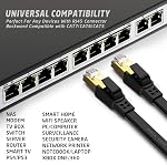 Cat 8 Ethernet Cable 6FT, High Speed Flat Network Cable Shielded with Gold Plated RJ45 Connector, 26AWG Lastest 40Gbps 2000Mhz SFTP Patch Cord for Router, Modem, Gaming, Ethernet Switch (Black)