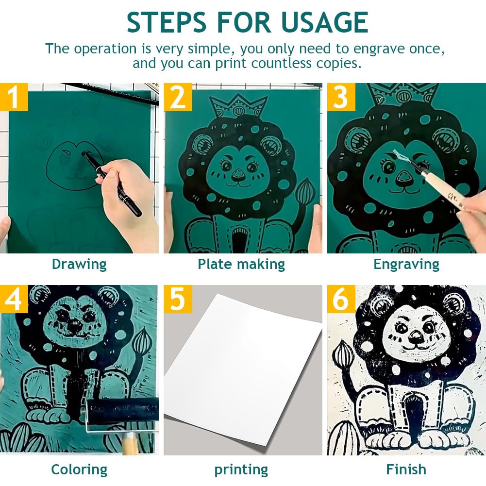 Fogli Di Linoleum Per Incisione A4 - Morbidi E Facili Da Tagliare - Ideali Per Stampe E Timbri Fai Da Te