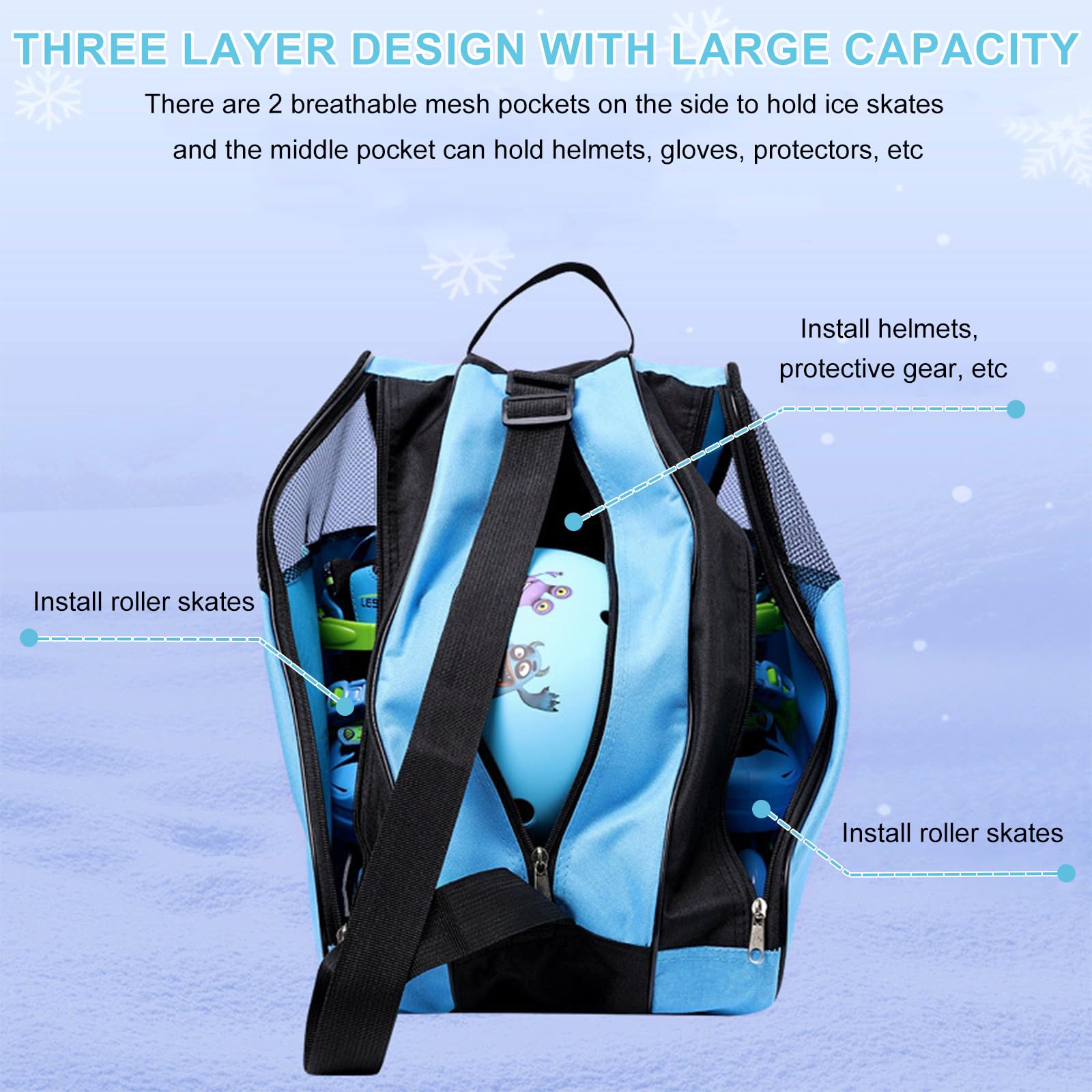 Patines Mochila 38cm Niña Correa Ajustable Impermeable 3 Compartimentos