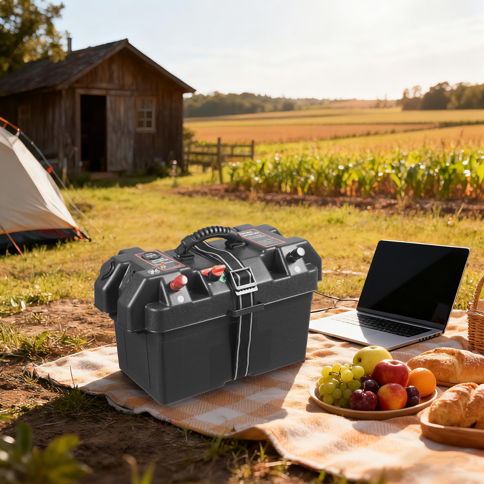 Multifunktionale Smart‑Batteriebox mit LED‑Display, Tragegriff,44*24.5*27cm