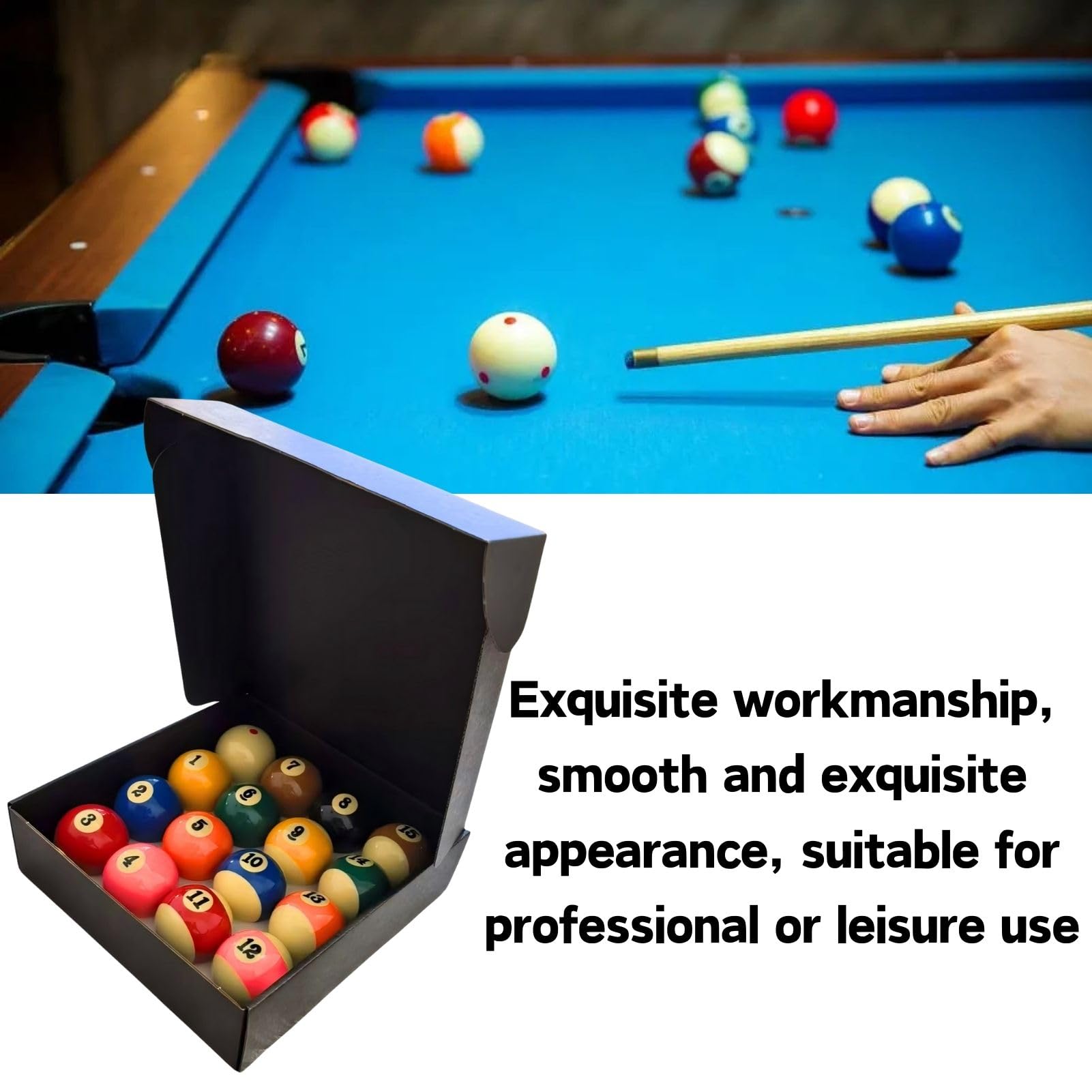 Jeu de Boules de Billard 57,2 mm 16 Pièces, Jeu Complet Boule de Billard en Résine pour Compétition et Loisir