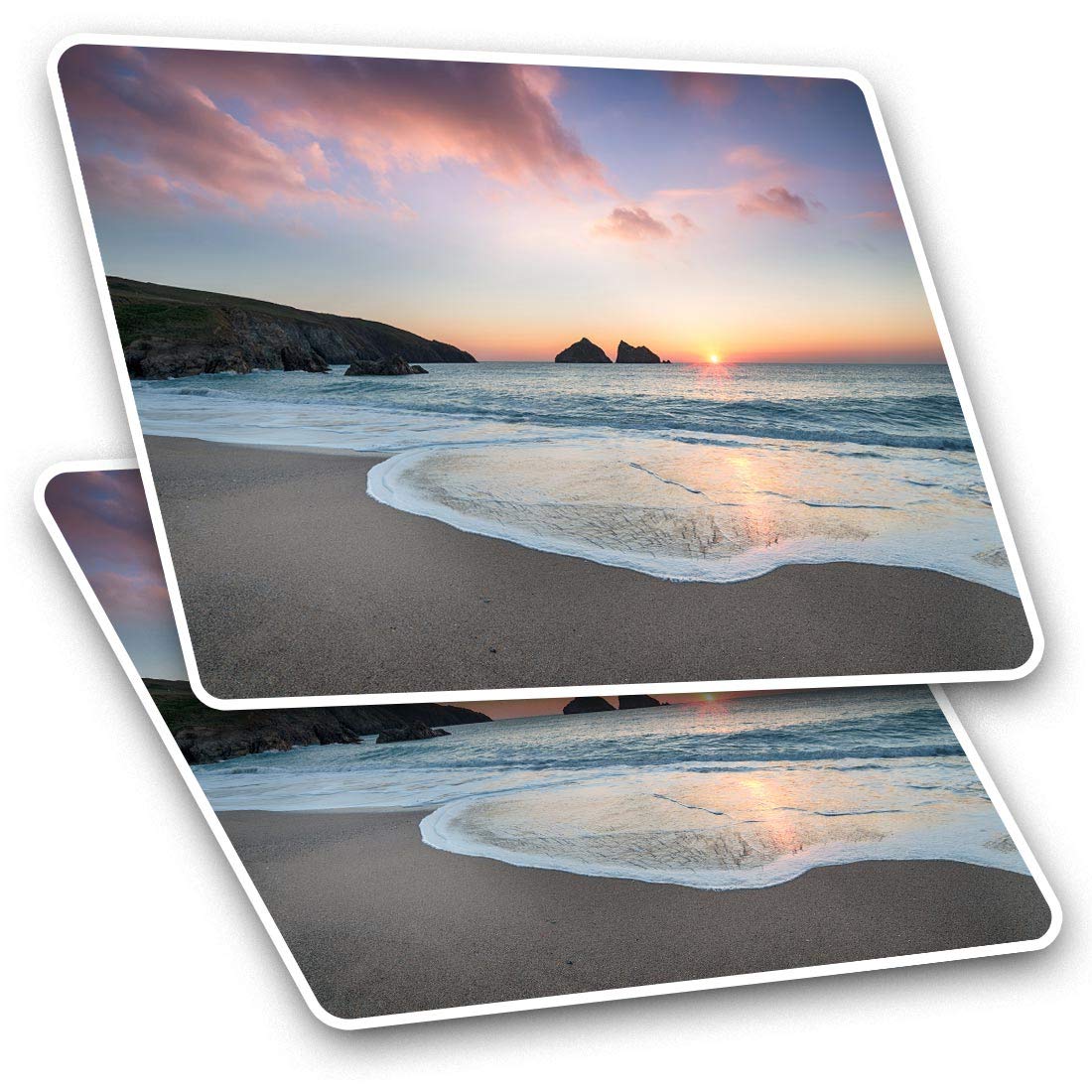 Rectangle Stickers (Set of 2) 10cm - Holywell Bay Newquay Cornwall UK Fun Decals for Laptops,Tablets,Luggage,Scrap Booking,Fridges, #21692