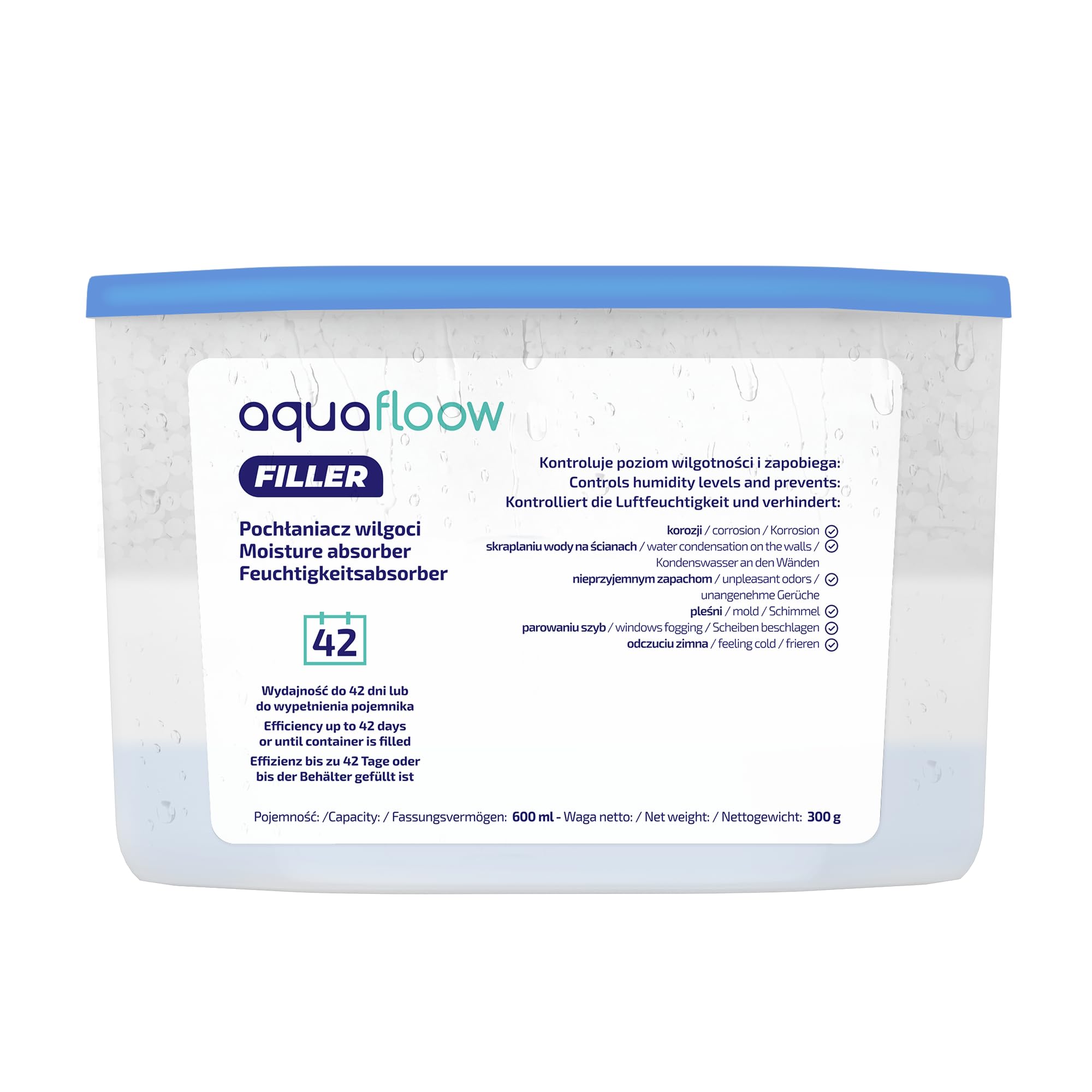 Aquafloow Deshumidificador 600 ml, Antihumedad Habitación 12 Piezas | Neutralizador de Olores, Absorbente de Humedad para Cocina, Armario, Baño, Estudio, Ropa