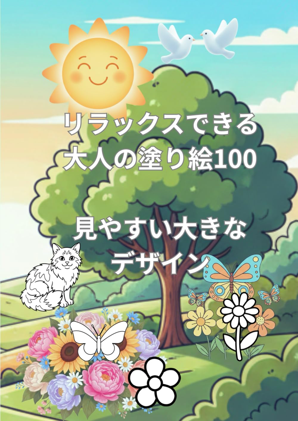 リラックスできる大人の塗り絵100: 見やすい大きなデザイン