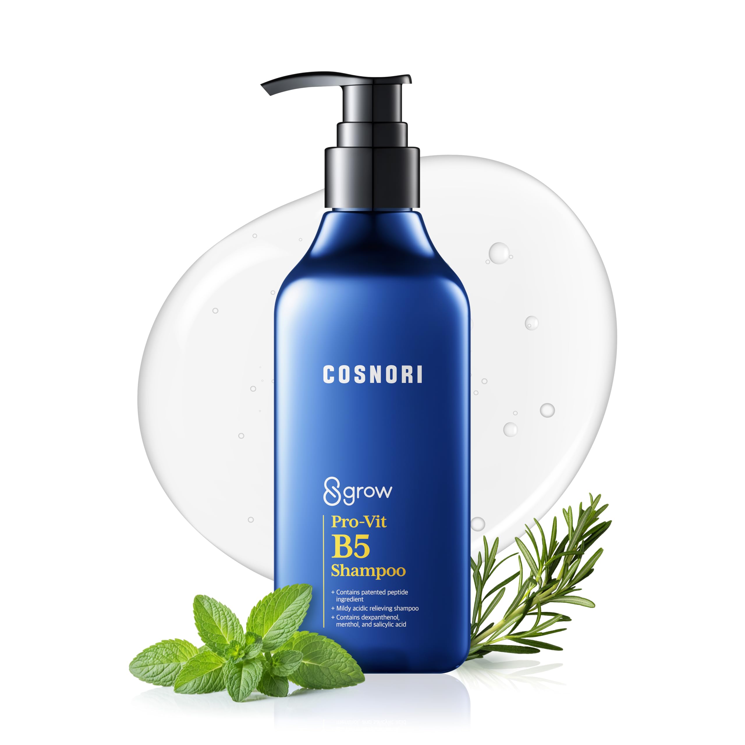 COSNORI 8GROW Pro-Vit B5 Shampoo - Hair Growth & Thickening/Scalp Strengthening Shampoo Solution with Patented Peptides, Biotin, 30 Botanical Ingredients (300ml / 10.14 fl. oz.)