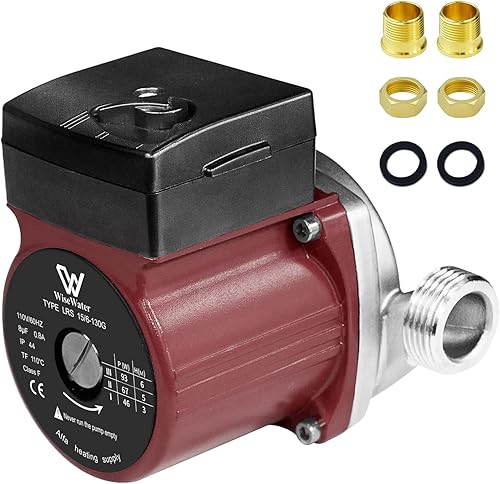 WiseWater Bomba de recirculación de agua caliente de acero inoxidable 304, 3 velocidades con adaptadores NPT de 34 pulgadas, bomba de refuerzo de