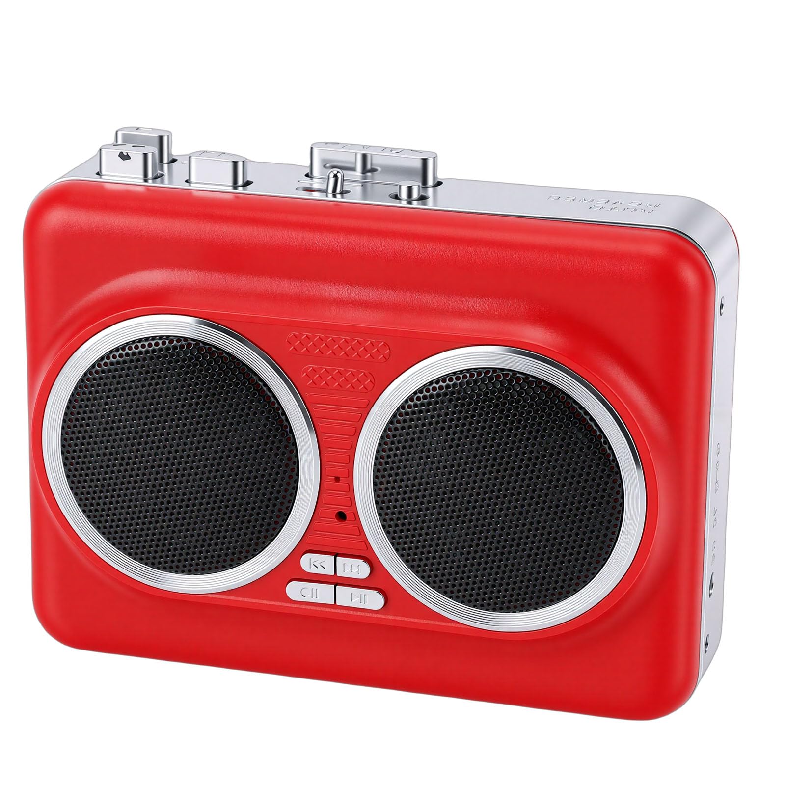 Generic Lettore di Cassette Portatile con Doppi Altoparlanti e Conversione USB per Amanti della Musica, Plastica Rossa, Design Compatto