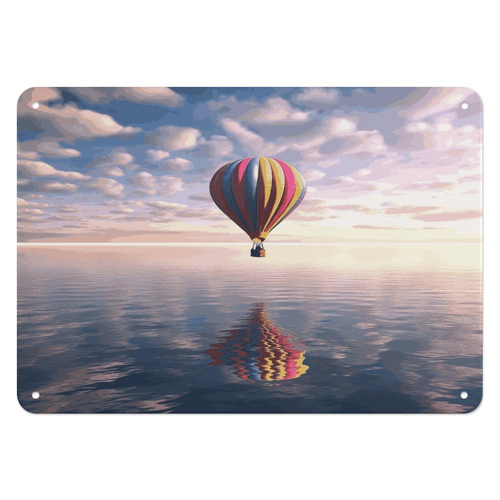 Btcowzrv Style Hot Air Balloon Over The Sea Metal Sign, 5.5" X 7.9" Tin Wall Decor, Wall Art Plaques For Home Wedding Decor Room Living Room Decoration