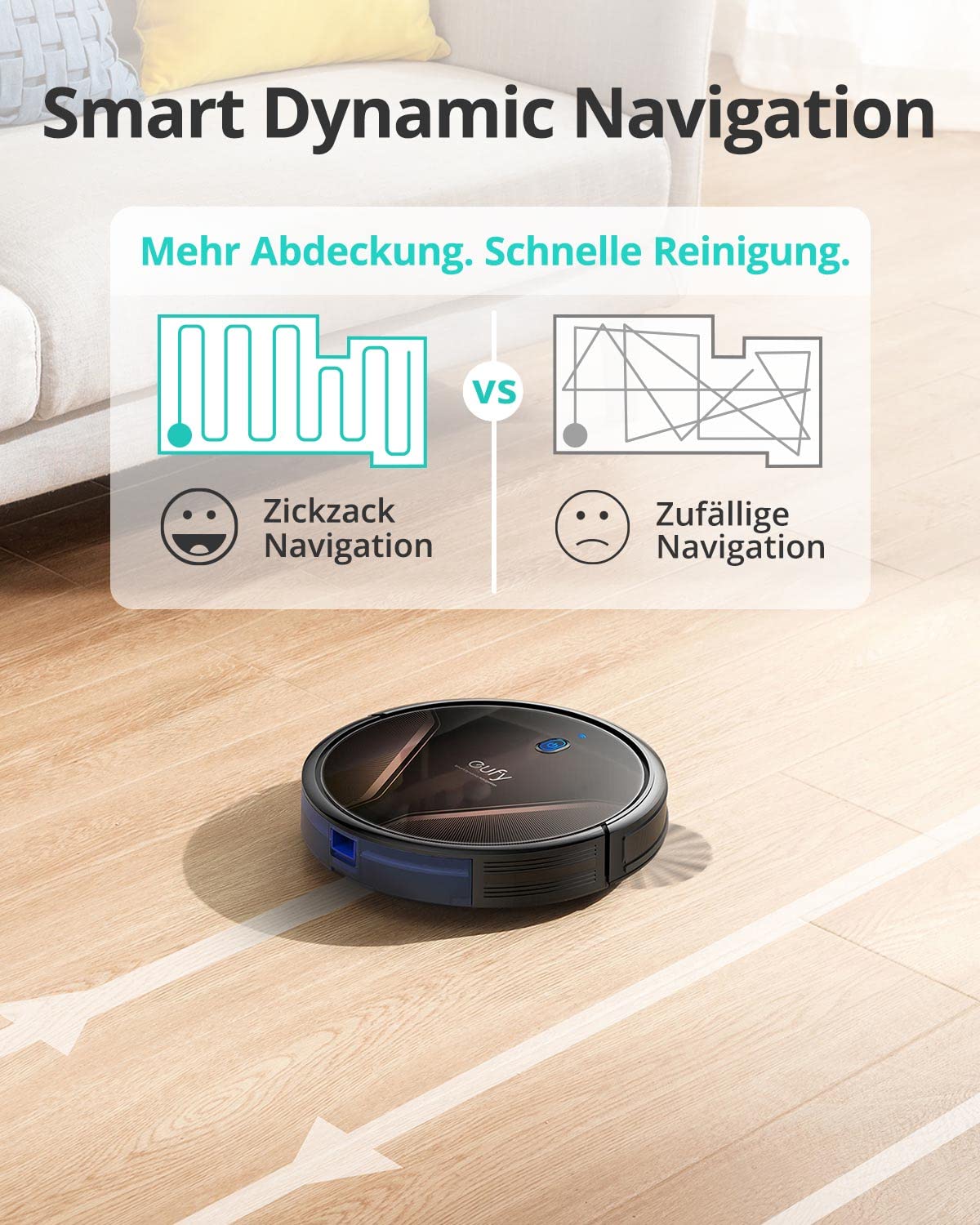 eufy Saugroboter mit Wischfunktion, RoboVac G20 Hybrid, Smart Dynamic Navigation, 2500Pa Saugleistung, 2-in-1 Sauger und Wischmopp, kompatibel mit Alexa (Generalüberholt), Böden, Kabellos