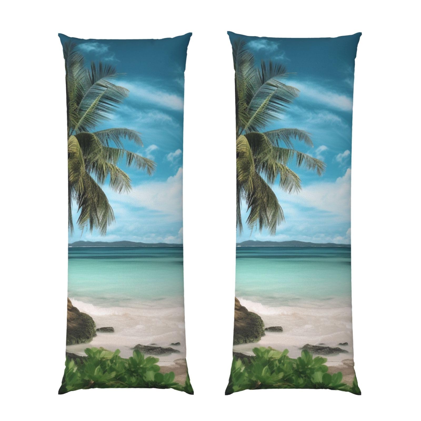 Body Pillow Cover 20x54 Inch, beach palm tree Print Long Lumbar Pillow Case with Zipper Long Body Pillowcase Decorative for Bed Sofa Bedroom