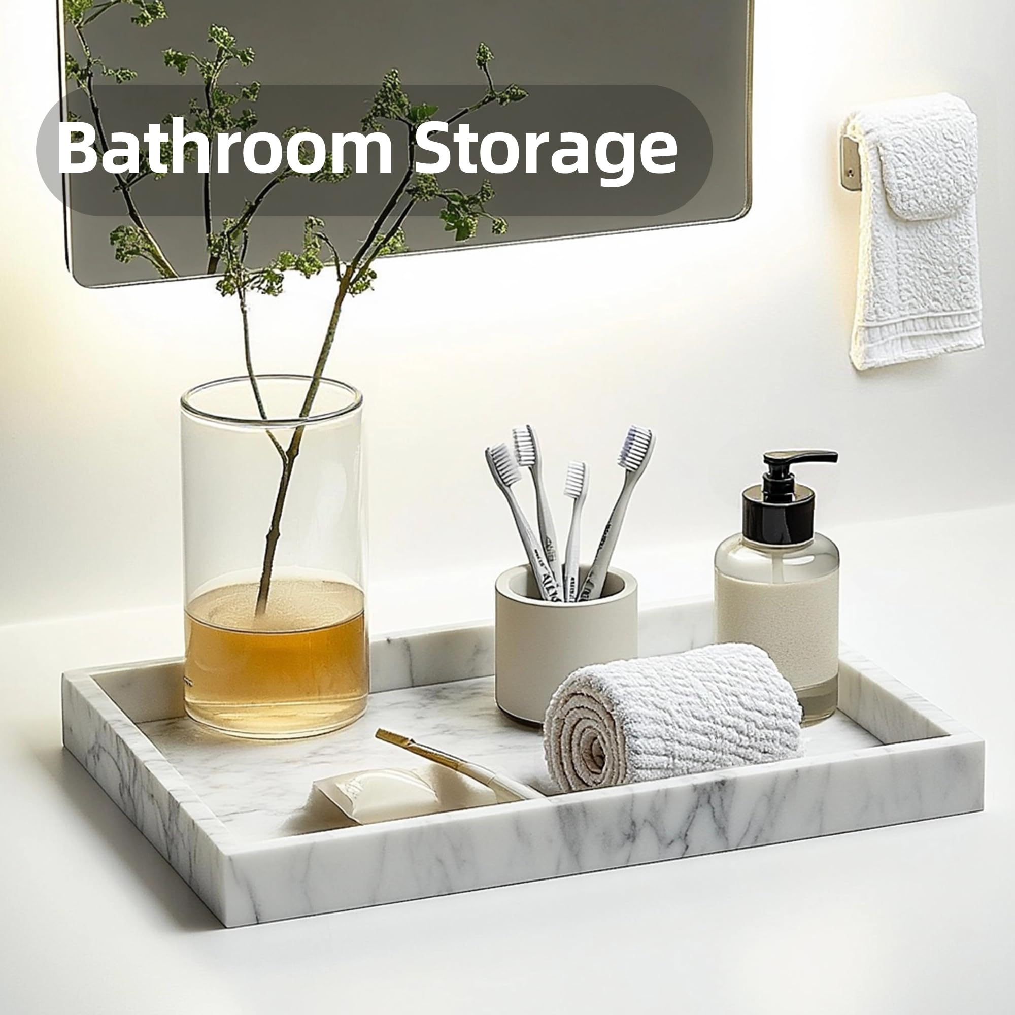 Plateau en marbre 100 % naturel pour comptoirs de salle de bain, coiffeuses décoratives, comptoirs de cuisine, peut être utilisé pour placer des cosmétiques, des lotions, du parfum, des