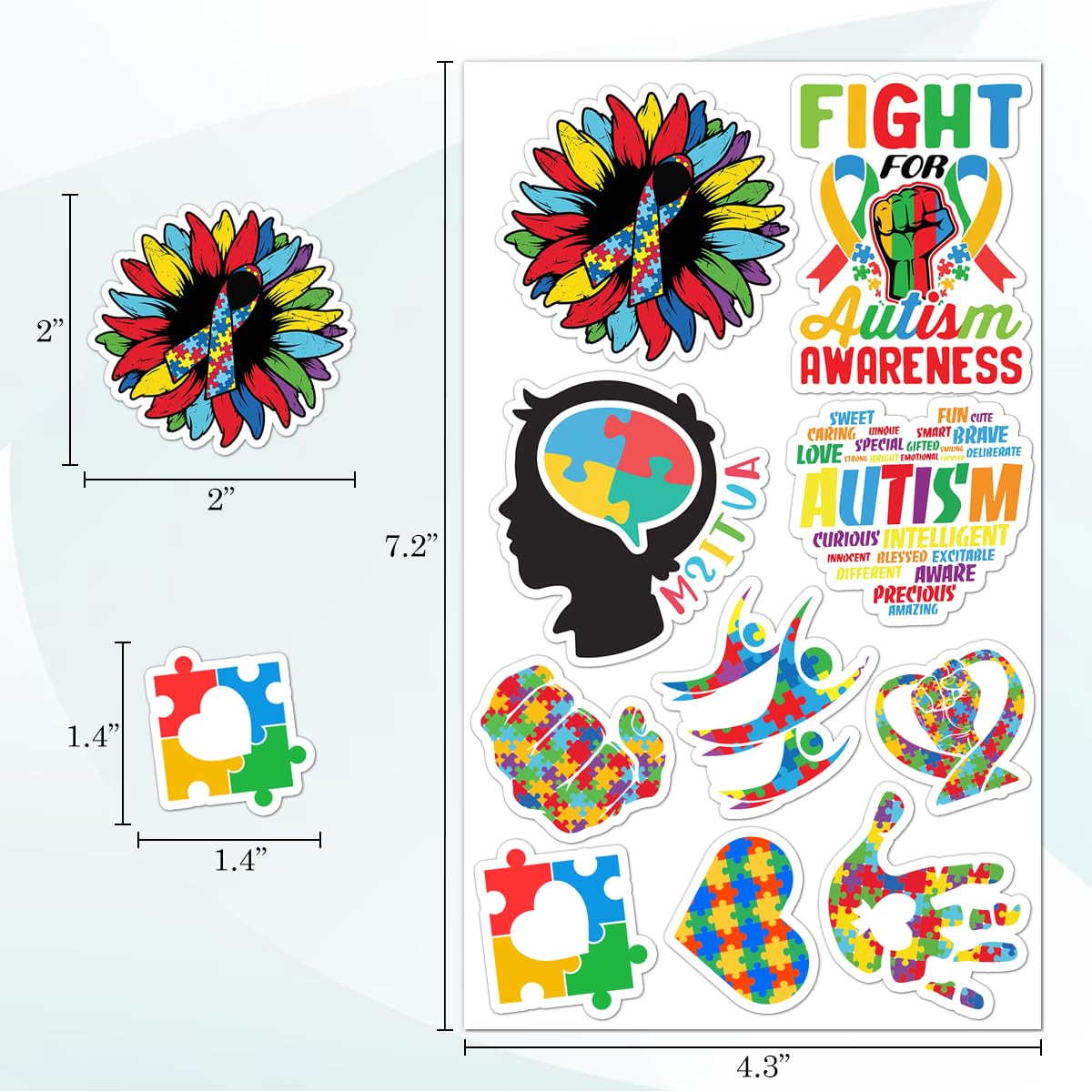 Autism Awareness Stickers Bulk Pack 50 PCS Autism Awareness Stickers ...