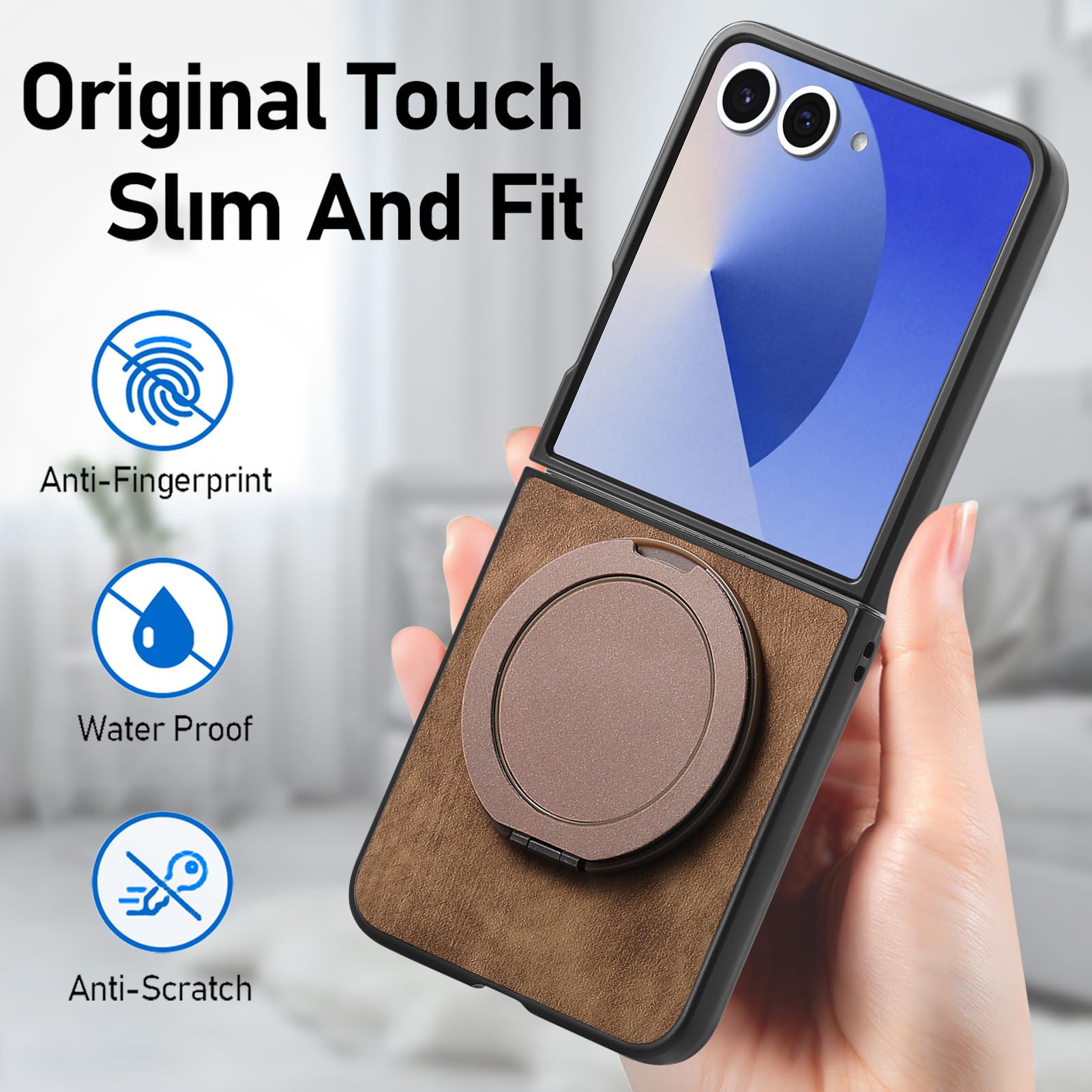 Magnetica Custodia per Samsung Galaxy Z Flip 8, Rotabile Anello Supporto