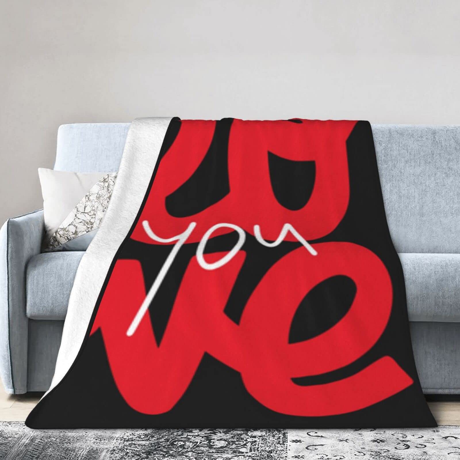 Lsjuee Flannel Fleece Blanket 40"X30" Happy Valentines Day Couple Lovers Sofa Throw Blanket Quality Ultra-Soft Travel Spring Blankets for Couple Keep Warm