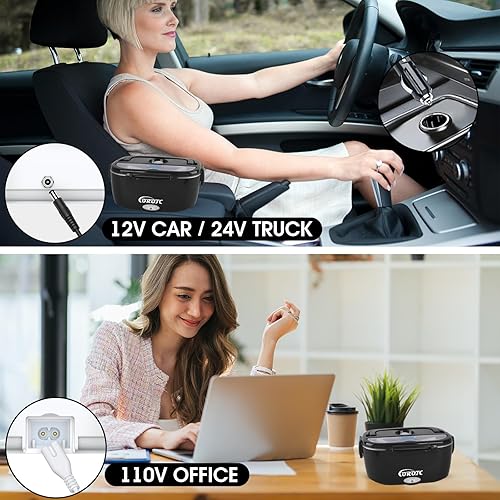 Miniatura 3 de COROTC Fiambrera eléctrica, calentador de alimentos, microondas portátil de 95 W, 3 en 1, 12 V24 V110 V, calentador de alimentos para el trabajo,