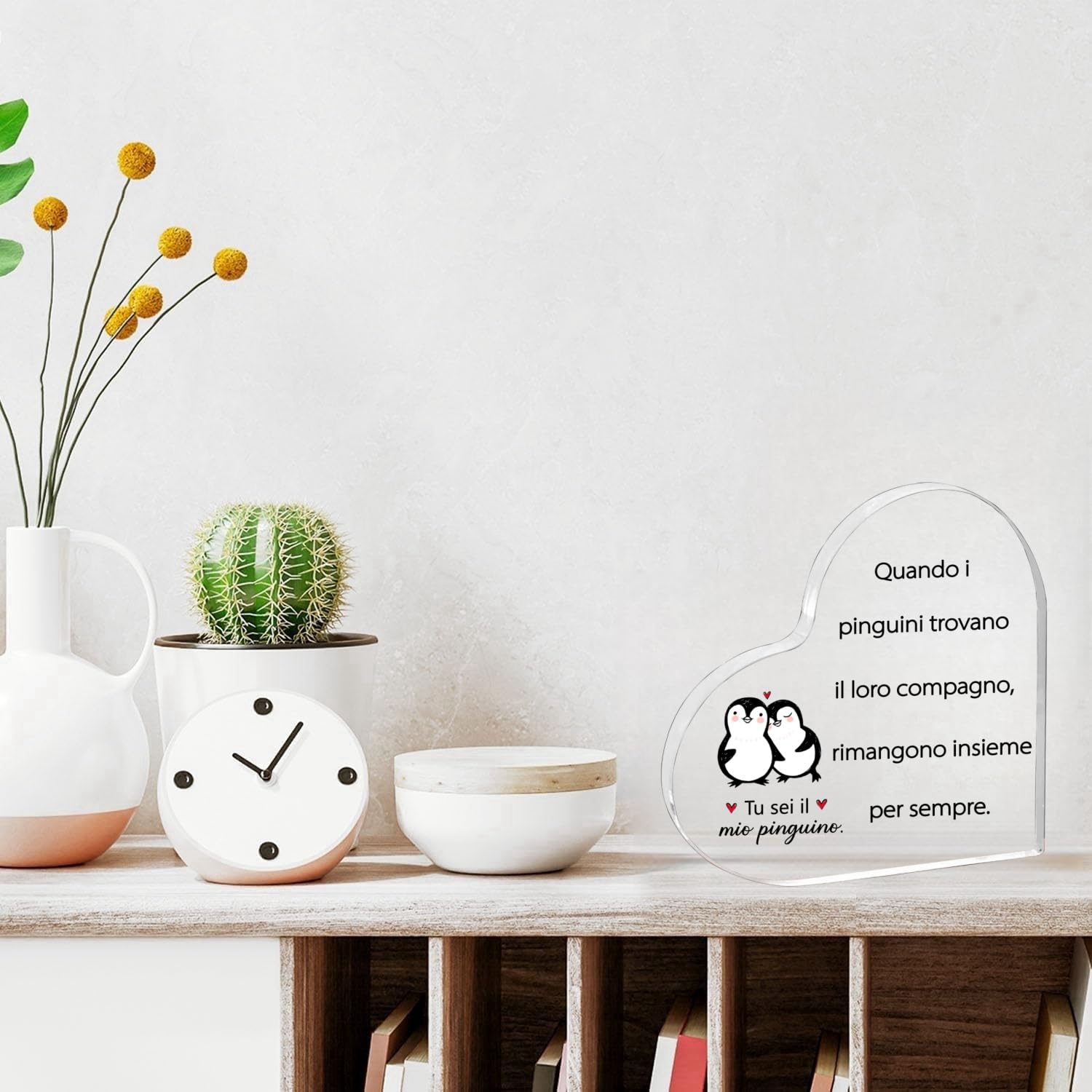 PulangRen Regalo San Valentino Per Lui Lei Pinguino Placca Acrilica Regali Per Lei Lui Regali Di Coppia Regalo Fidanzato Fidanzata Regalo Anniversario Per Lui Lei