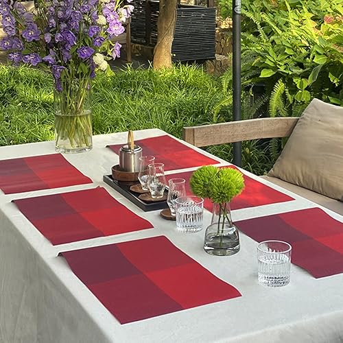 Miniatura 5 de Juego de 6 manteles individuales de PVC resistentes al calor, manteles individuales lavables de doble cara, fáciles de limpiar, adecuados para mesa