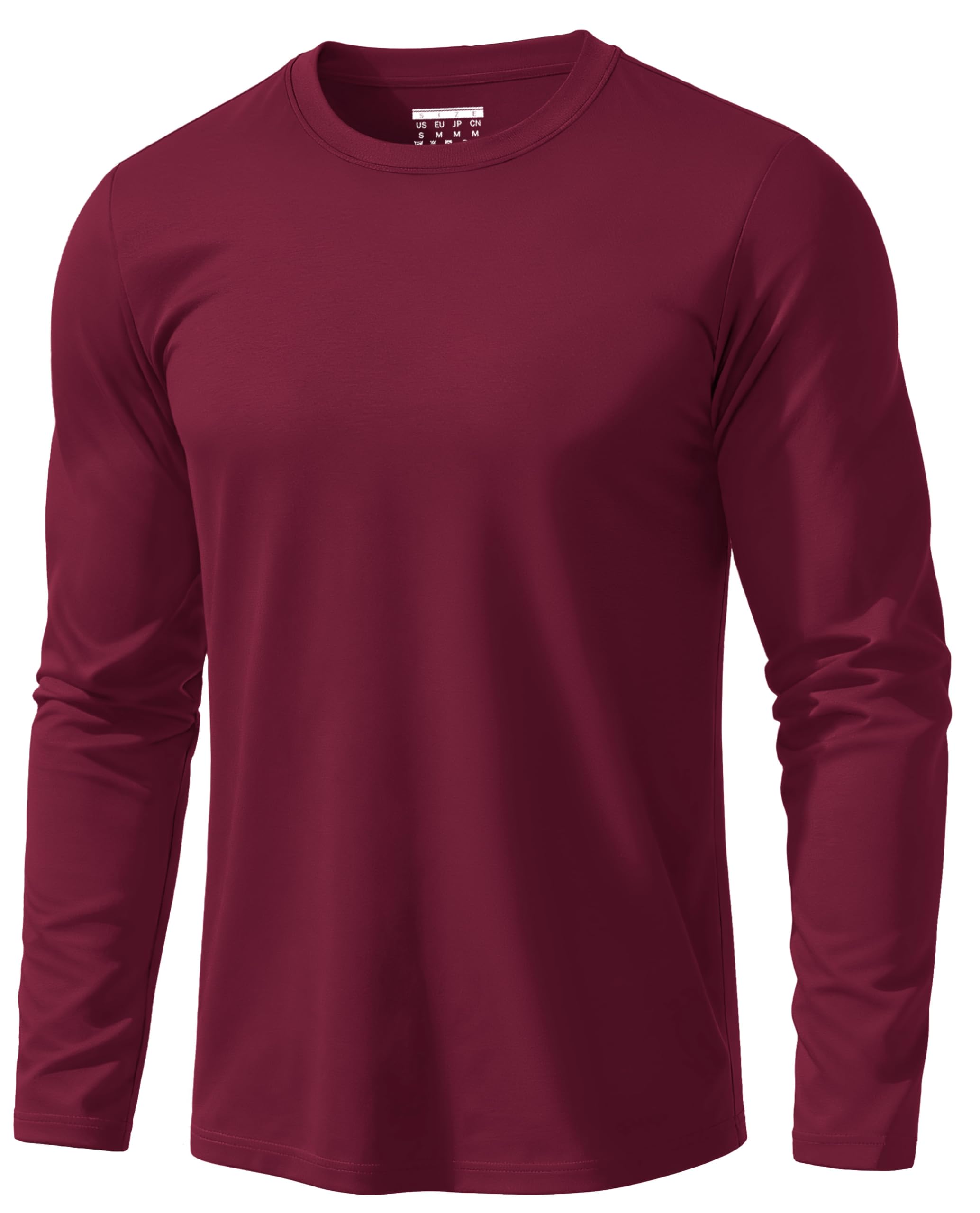 EKLENTSON T Shirt Herren Langarm Basic Baumwolle Rundhals Shirts | Hautfreundlich, Atmungsaktiv, Komfortabel, Regular Fit, Moisture Wicking, Freizeit, Einfarbig, Casual