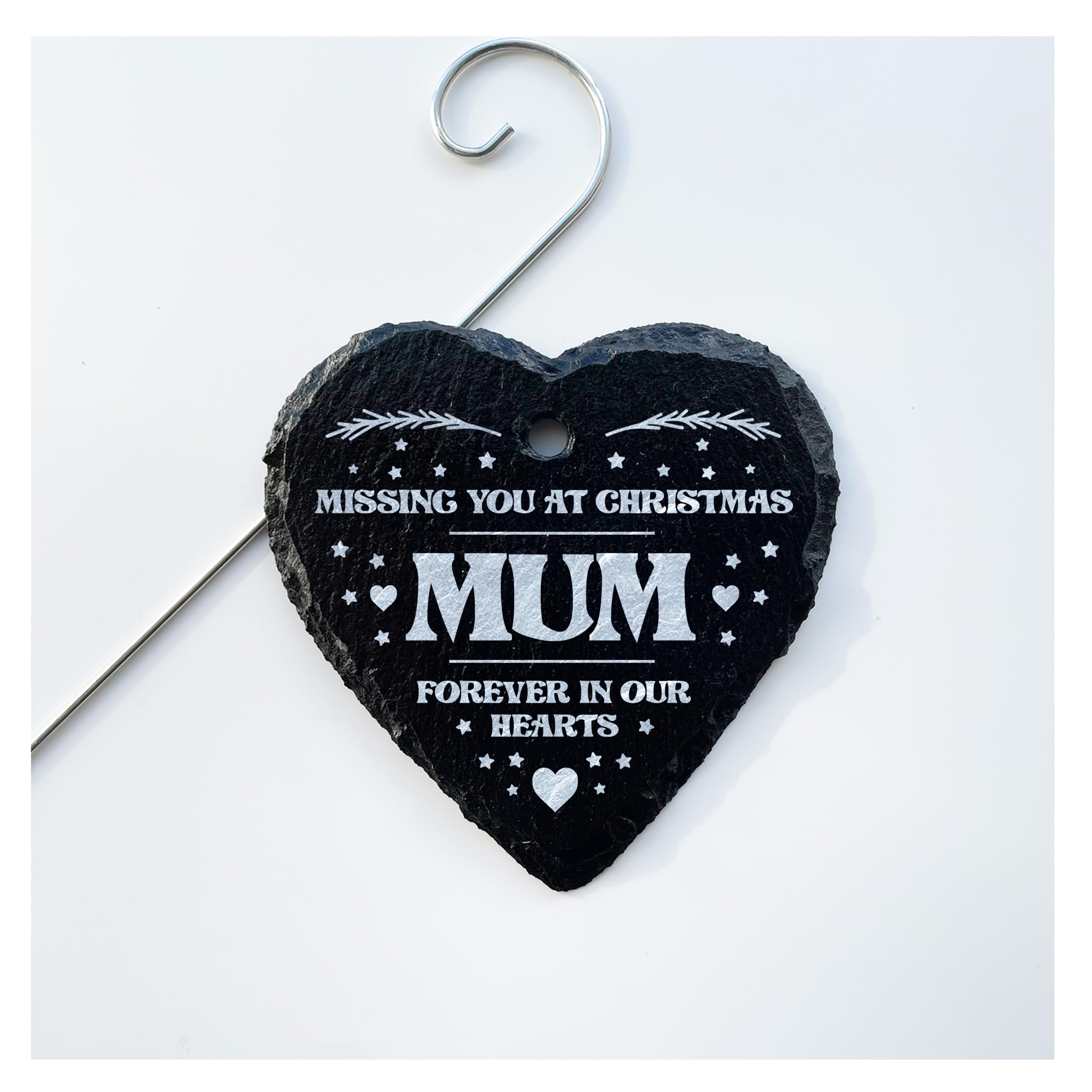 Missing You At Christmas: Mum Dad Any Name Personalised Slate Heart Grave Marker Memorial (Mum)