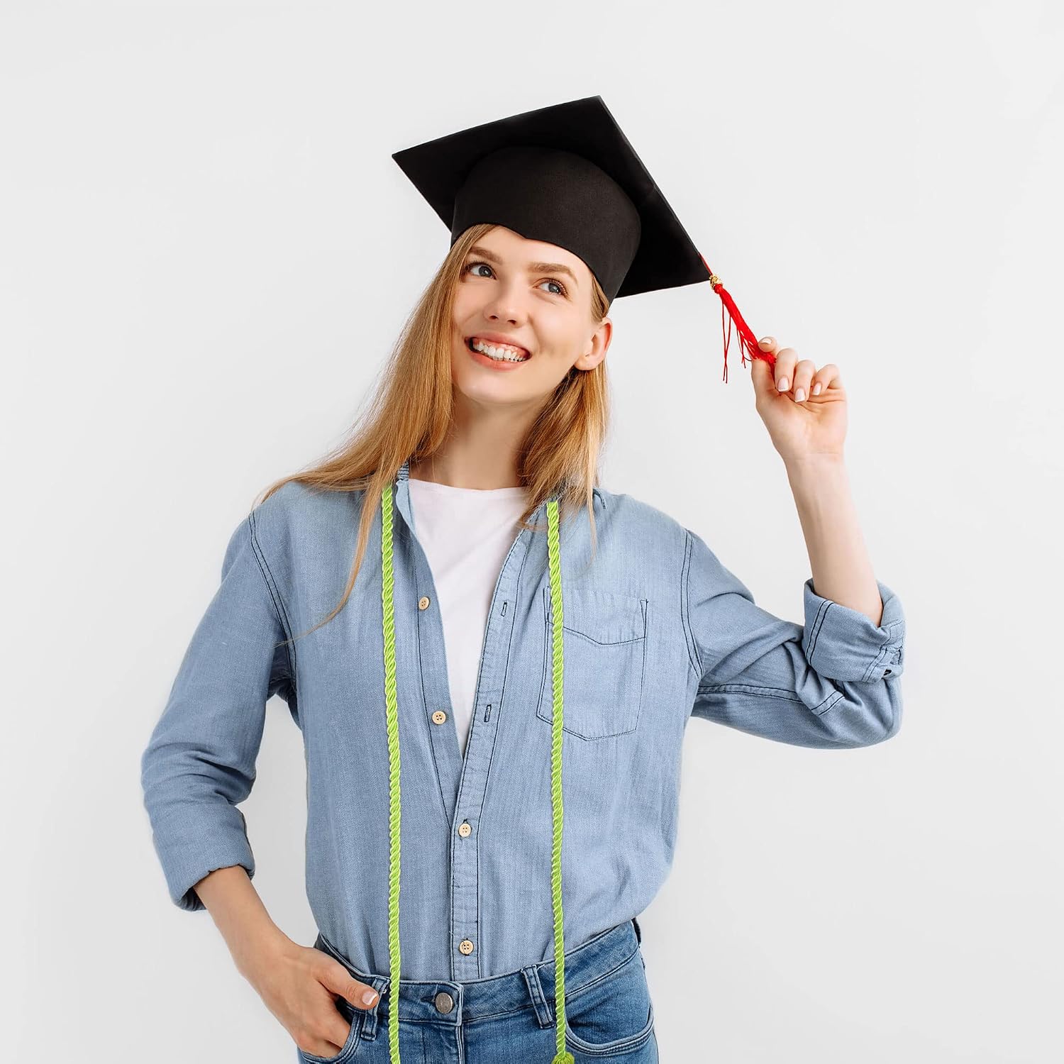 12 Pieces Graduation Honor Cord Braided Honor Cord with Tassel Graduation Decoration Braided Cords for Graduation Students Grad Days and Graduates Photography (Light Green)