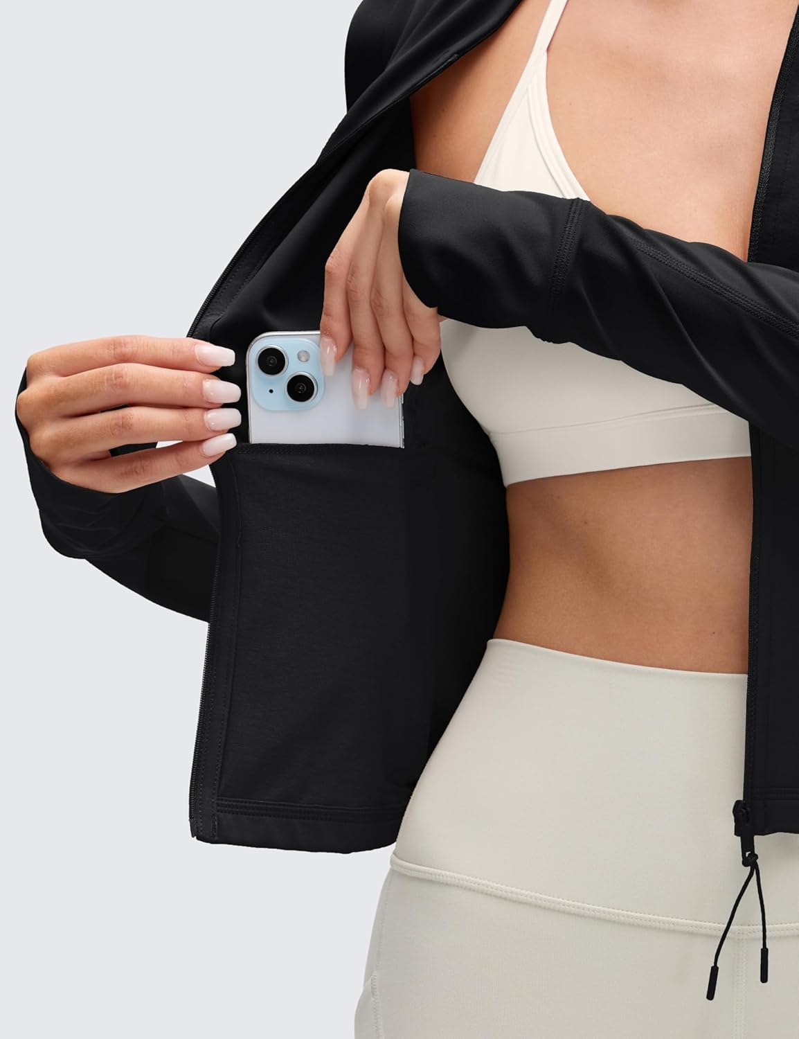 CRZ YOGA Butterluxe V-Neck Jackets for Women - Full Zip Athletic Track Tops with Thumb Holes Pockets - Image 6