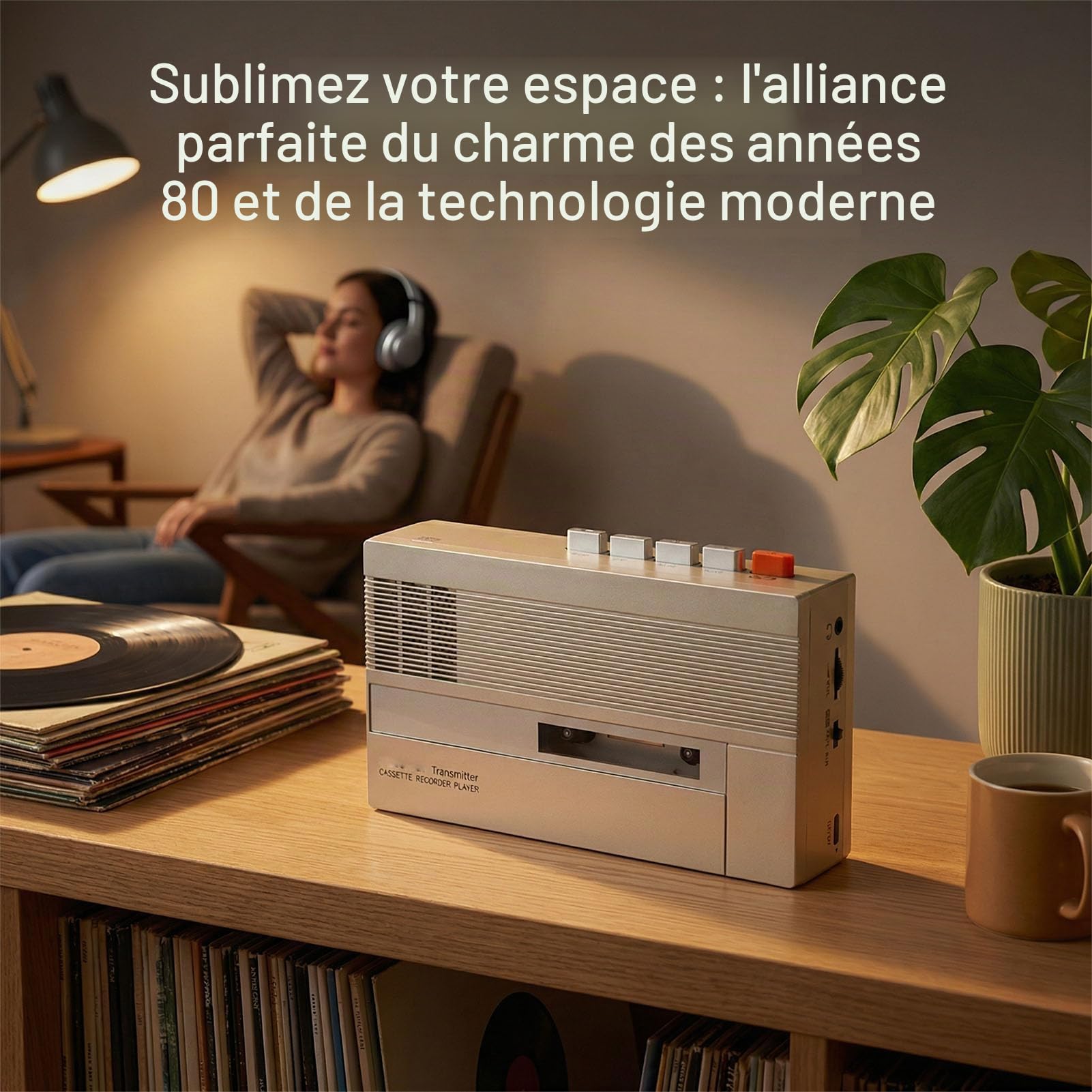 Sxhlseller Lecteur de Cassettes, Enregistreur de Cassettes Bluetooth Portable avec Haut-Parleur intégré et Prise Casque pour la Conversion Audio Numérique et L'enregistrement sur Bande